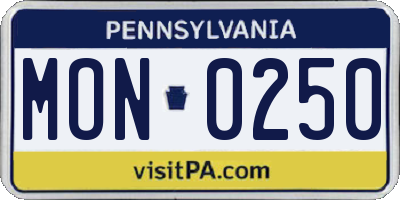PA license plate MON0250