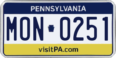 PA license plate MON0251