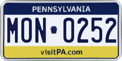 PA license plate MON0252