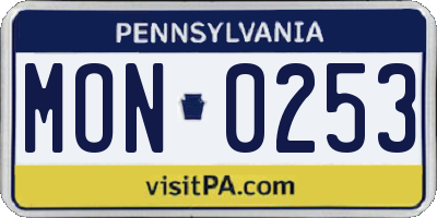 PA license plate MON0253