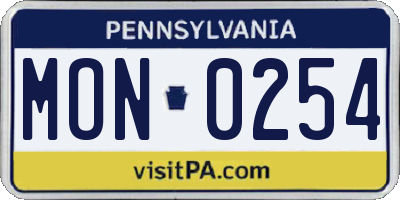 PA license plate MON0254