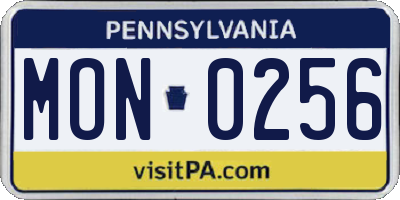 PA license plate MON0256