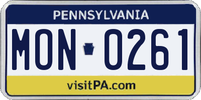 PA license plate MON0261