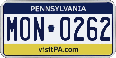 PA license plate MON0262