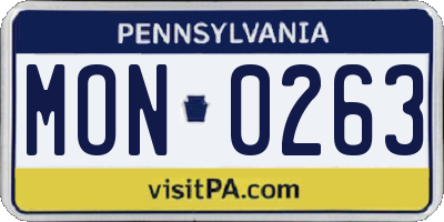 PA license plate MON0263