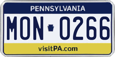 PA license plate MON0266