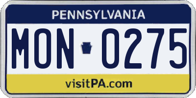 PA license plate MON0275