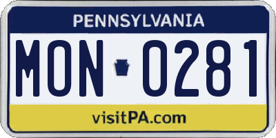 PA license plate MON0281