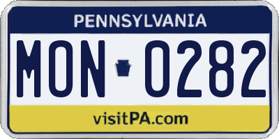 PA license plate MON0282