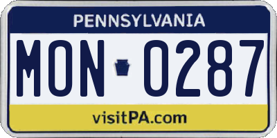 PA license plate MON0287
