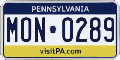 PA license plate MON0289