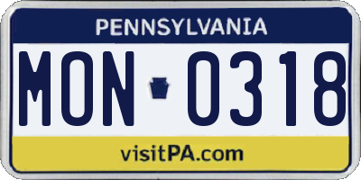 PA license plate MON0318