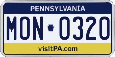 PA license plate MON0320