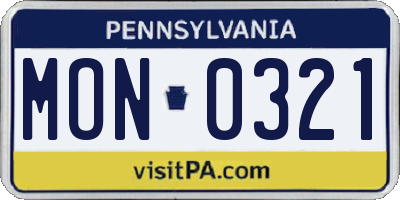 PA license plate MON0321