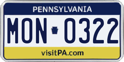 PA license plate MON0322