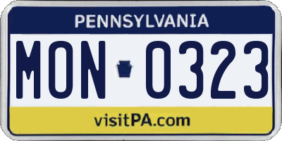 PA license plate MON0323