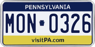 PA license plate MON0326