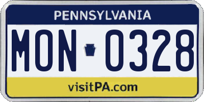 PA license plate MON0328