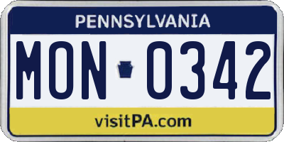 PA license plate MON0342