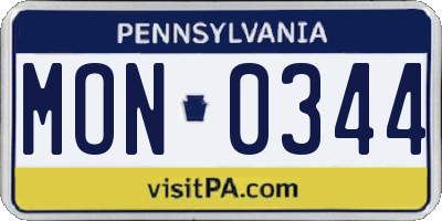 PA license plate MON0344