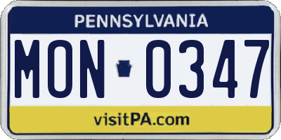 PA license plate MON0347