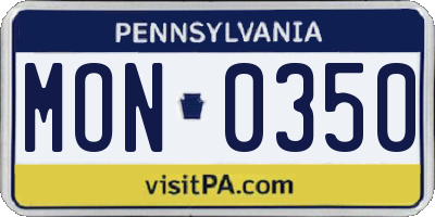 PA license plate MON0350