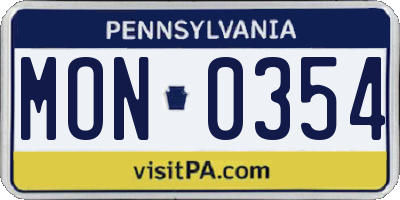 PA license plate MON0354