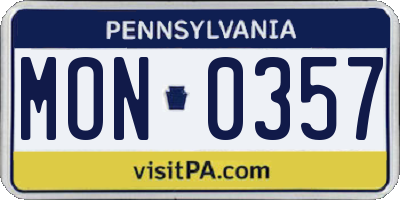 PA license plate MON0357