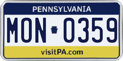 PA license plate MON0359
