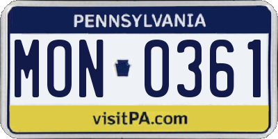 PA license plate MON0361