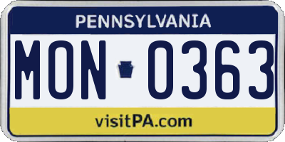 PA license plate MON0363