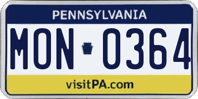 PA license plate MON0364