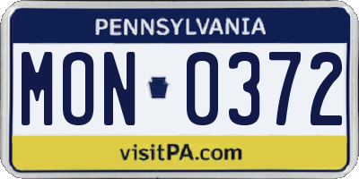 PA license plate MON0372
