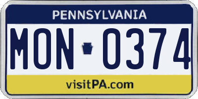 PA license plate MON0374
