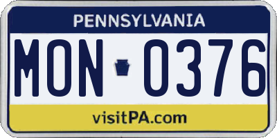 PA license plate MON0376