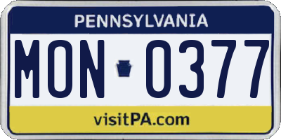 PA license plate MON0377