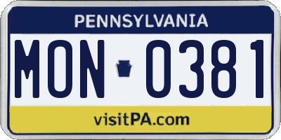 PA license plate MON0381
