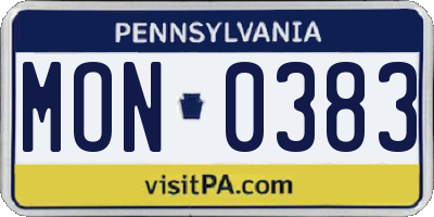 PA license plate MON0383