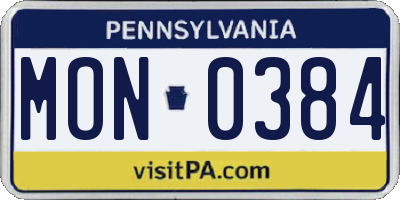 PA license plate MON0384