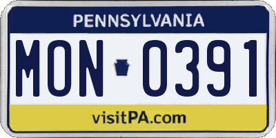 PA license plate MON0391