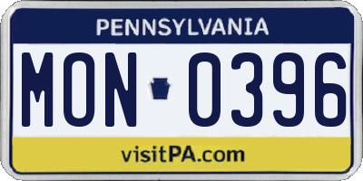 PA license plate MON0396
