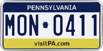PA license plate MON0411