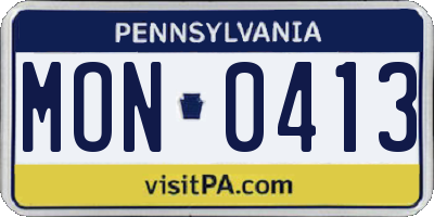 PA license plate MON0413