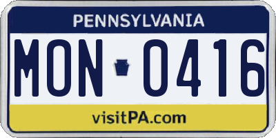 PA license plate MON0416