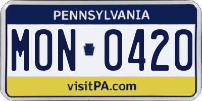 PA license plate MON0420