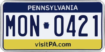 PA license plate MON0421