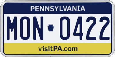 PA license plate MON0422