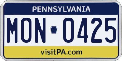 PA license plate MON0425