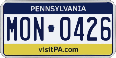 PA license plate MON0426
