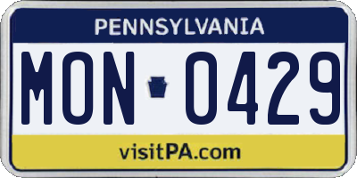 PA license plate MON0429